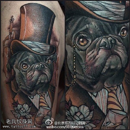 大腿上的狗博士纹身图案