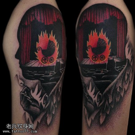 肩膀的电影院纹身图案