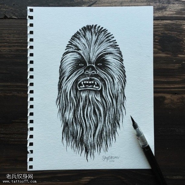 手稿的猩猩纹身图案