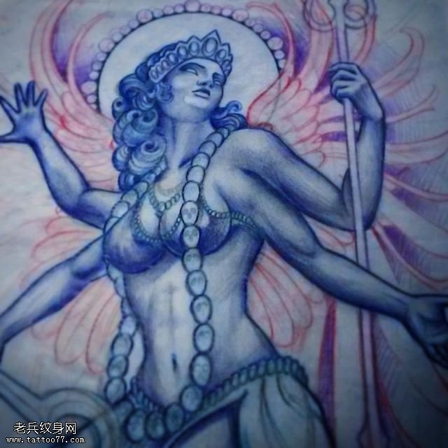 手稿素描千佛手纹身图案