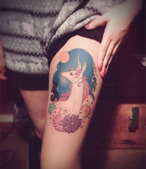 吉祥神兽之腿部独角兽纹身