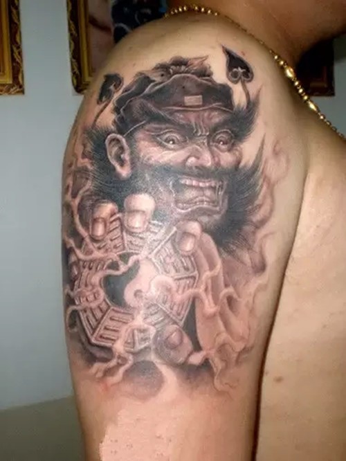 大臂天师钟馗纹身