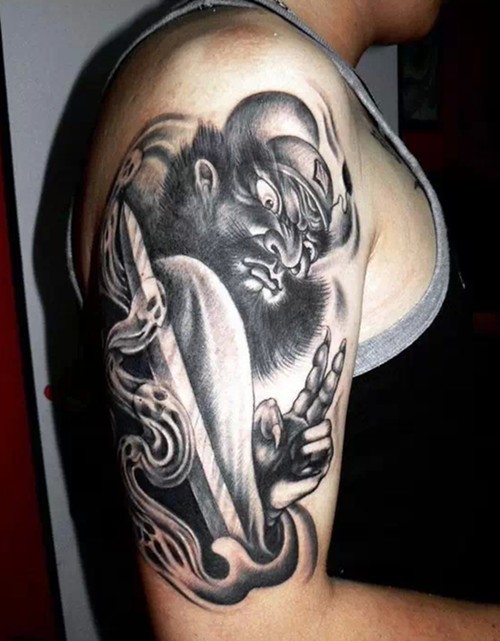 大臂天师钟馗纹身