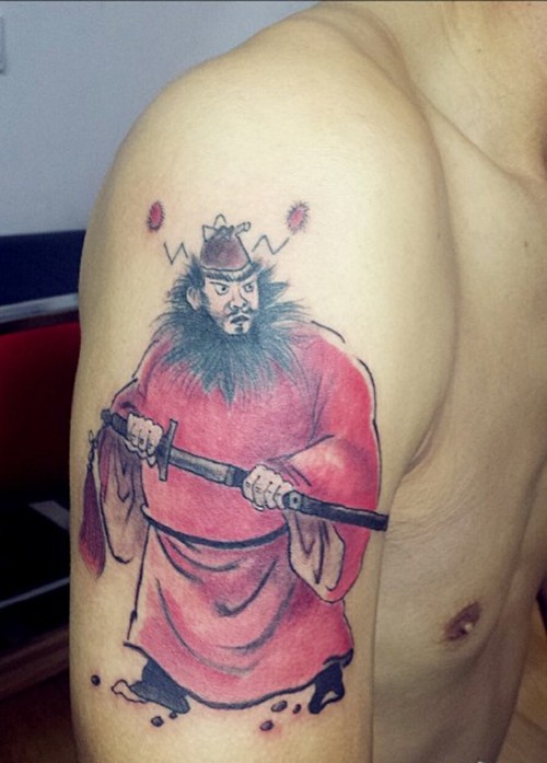 大臂天师钟馗纹身