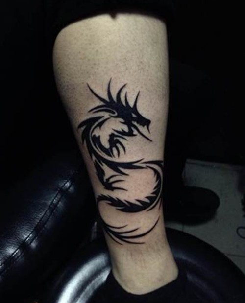 手臂  小腿图腾龙纹身