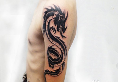 手臂  小腿图腾龙纹身