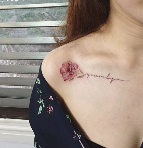 清一色美女锁骨纹身图案