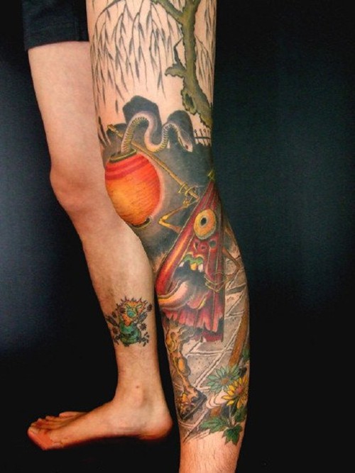 来自日本的经典唐伞小僧纹身