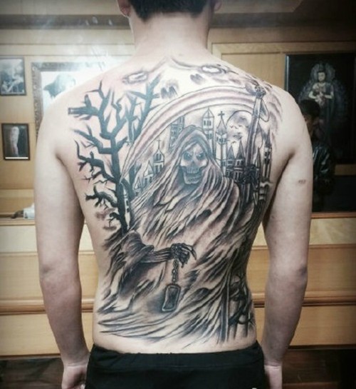 生命终结者  满背死神纹身