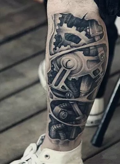 时尚3D立体机械腿纹身图案