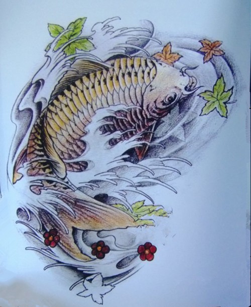 经典鲤鱼纹身手稿推荐