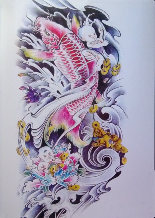 经典鲤鱼纹身手稿推荐