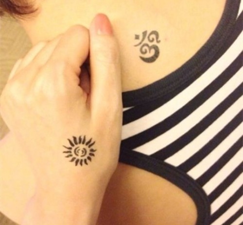 虎口小清新纹身图案