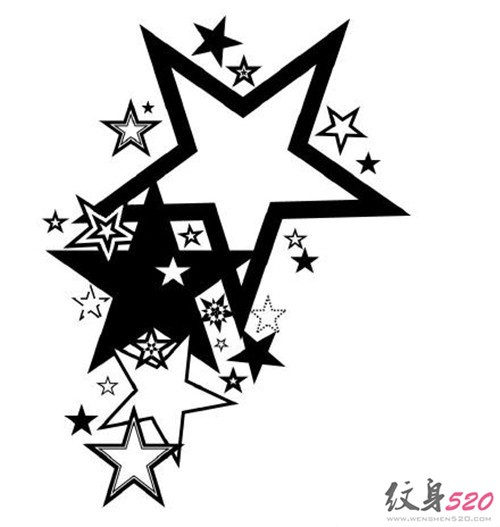 唯美黑白五角星纹身手稿集