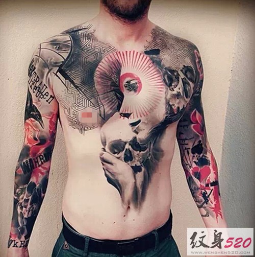 男性前胸创意纹身图片缩略频道推荐图