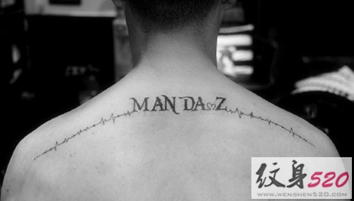 肩部简单心电图纹身图片