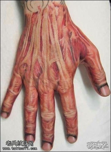 逼真的手指骨纹身图案