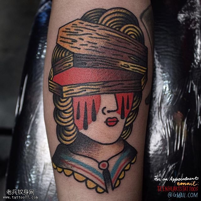 小腿的姑娘纹身图案