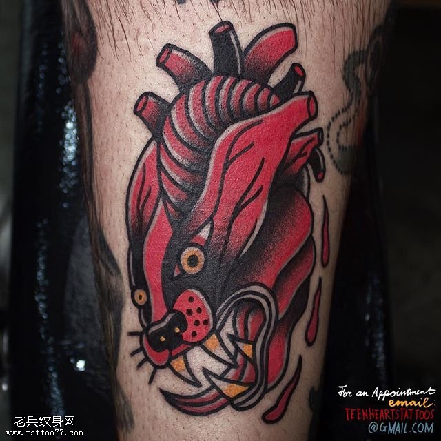 小腿器官豹纹身图案