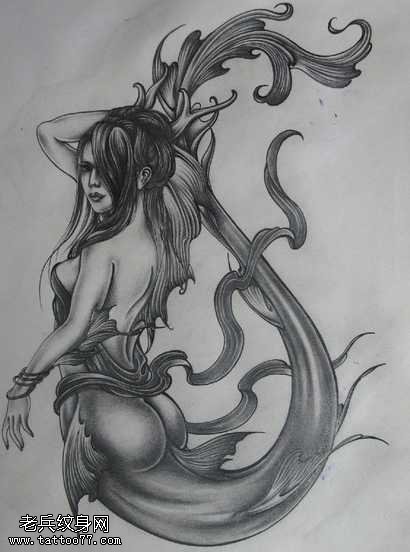 手稿跳跃美人鱼素材图案