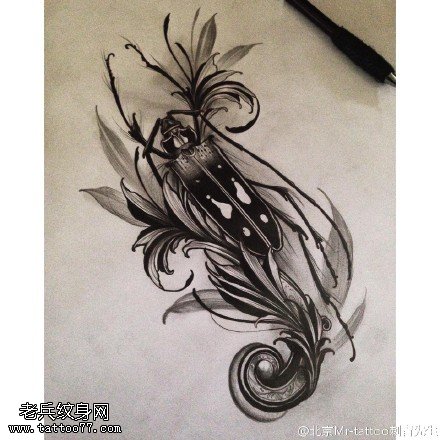 手稿老牛纹身图案