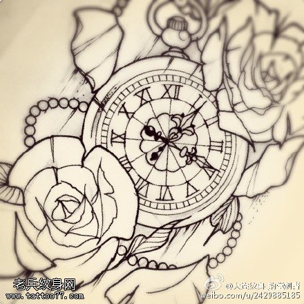 手稿罗马表纹身图案