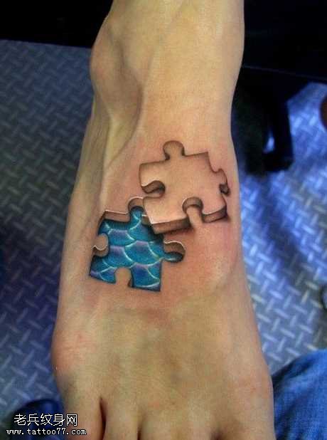 个性的3d拼图纹身图案