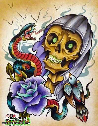 手稿old school风格纹身图案