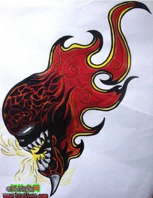 手稿设计个性骷髅纹身图案