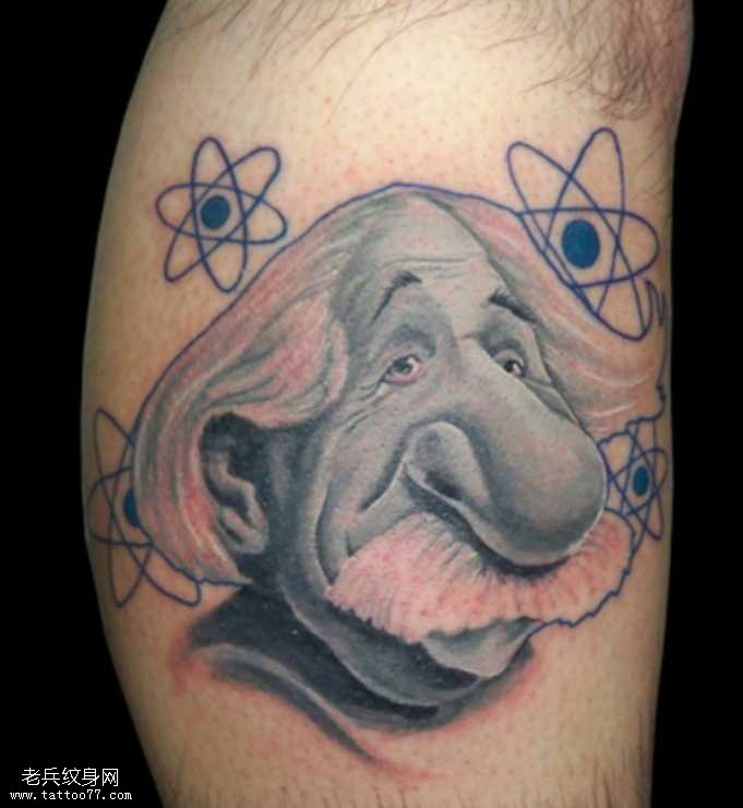 腿部胖胡子纹身图案