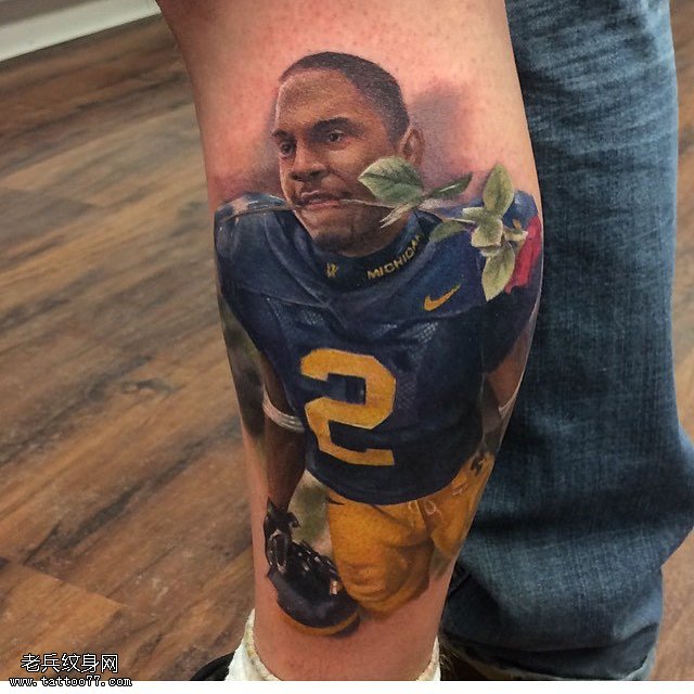 小腿的运动员纹身图案