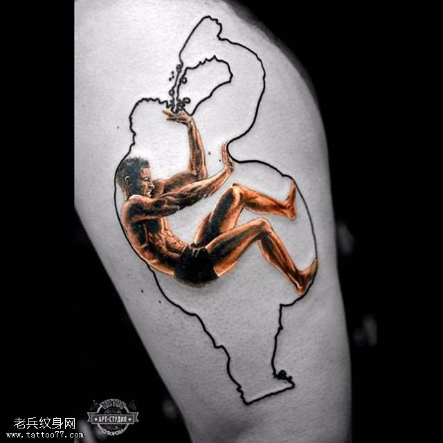 腿部拒绝暴饮纹身图案