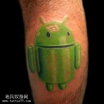 可爱安卓跃然纹身图案