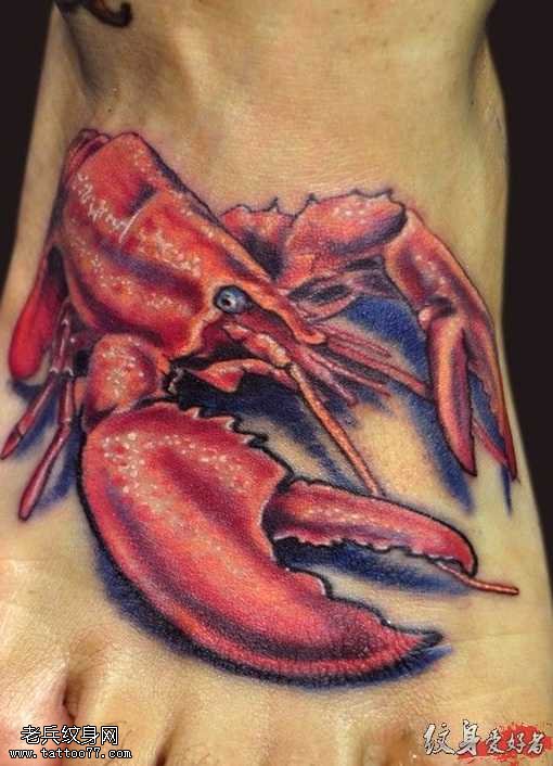 腿部大龙虾纹身图案