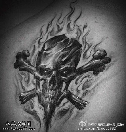手稿骷髅头纹身图案