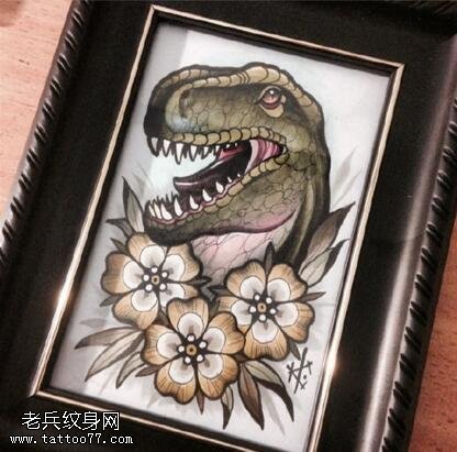 手稿恐龙纹身图案