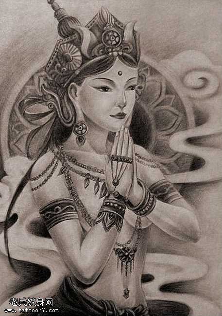 手稿菩萨纹身图案