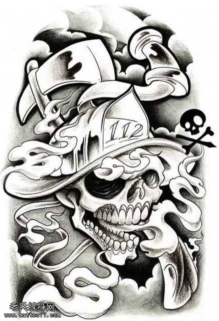 简单时尚的黑灰色骷髅手稿