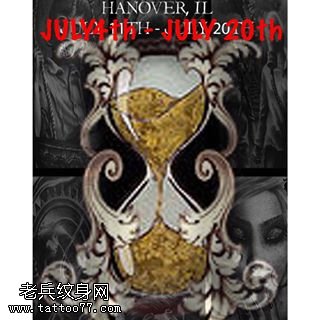 手稿金沙漏纹身图案