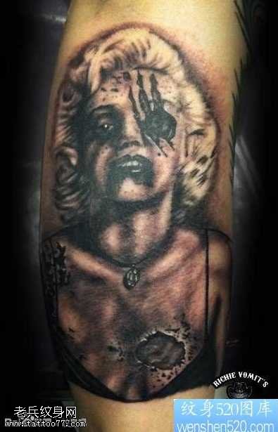 僵尸版玛丽莲梦露纹身图案