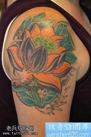 胳膊传统莲花纹身图案