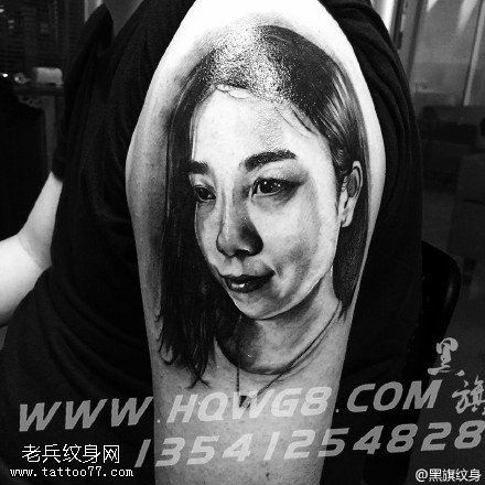 肩膀媳妇的肖像纹身图案