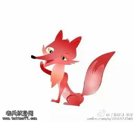 彩色的小狐狸纹身图案