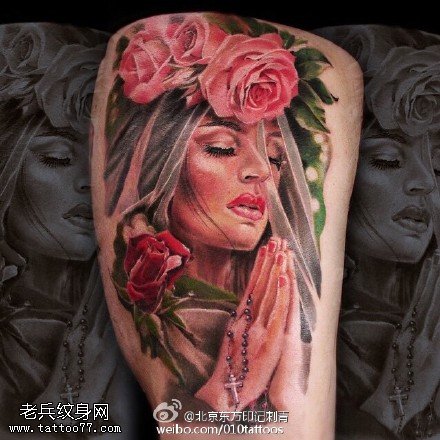 小腿善良的女人纹身图案