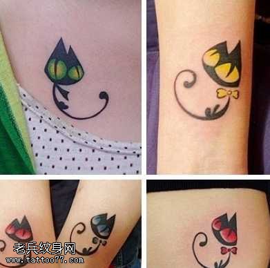 绝对可爱小猫女生纹身图案