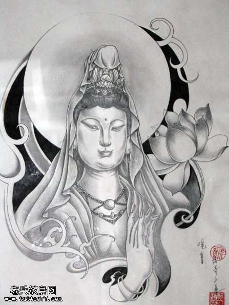 手稿观音纹身图案