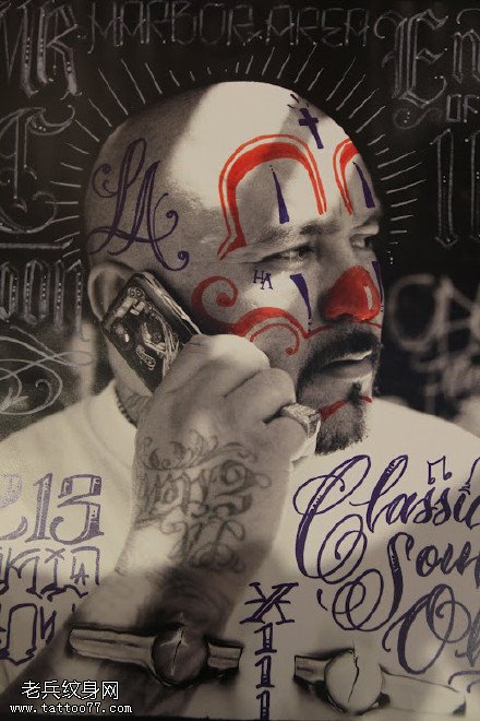 欧美风男子涂鸦纹身图案