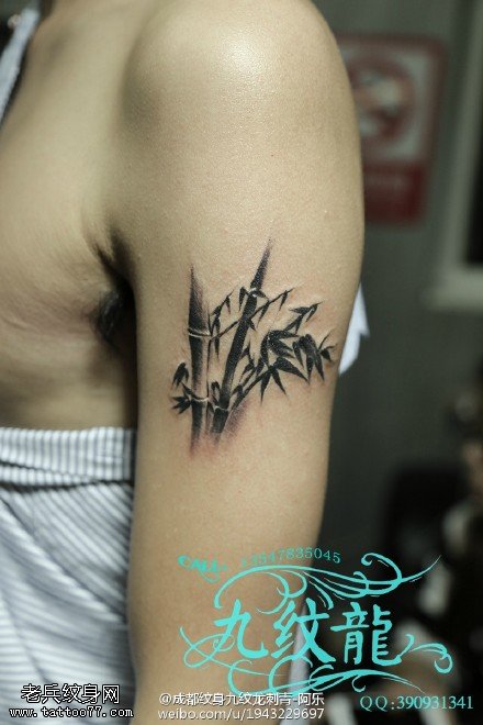 肩膀的竹子纹身图案