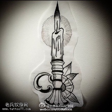 手稿蜡烛纹身图案