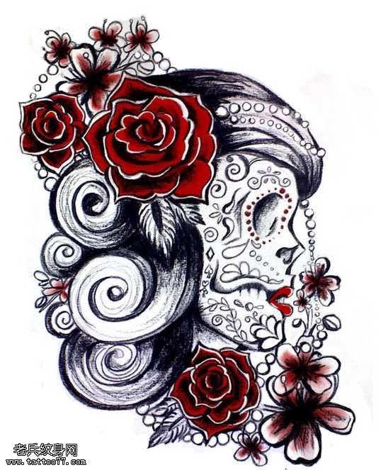 手稿一款漂亮的女生纹身图案